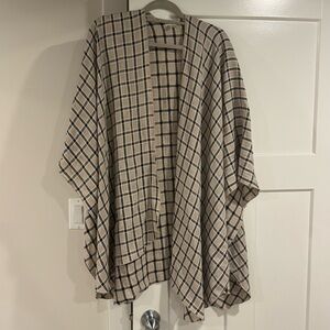 Donni 100% Linen Black and Beige Check Wrap One Size Like New